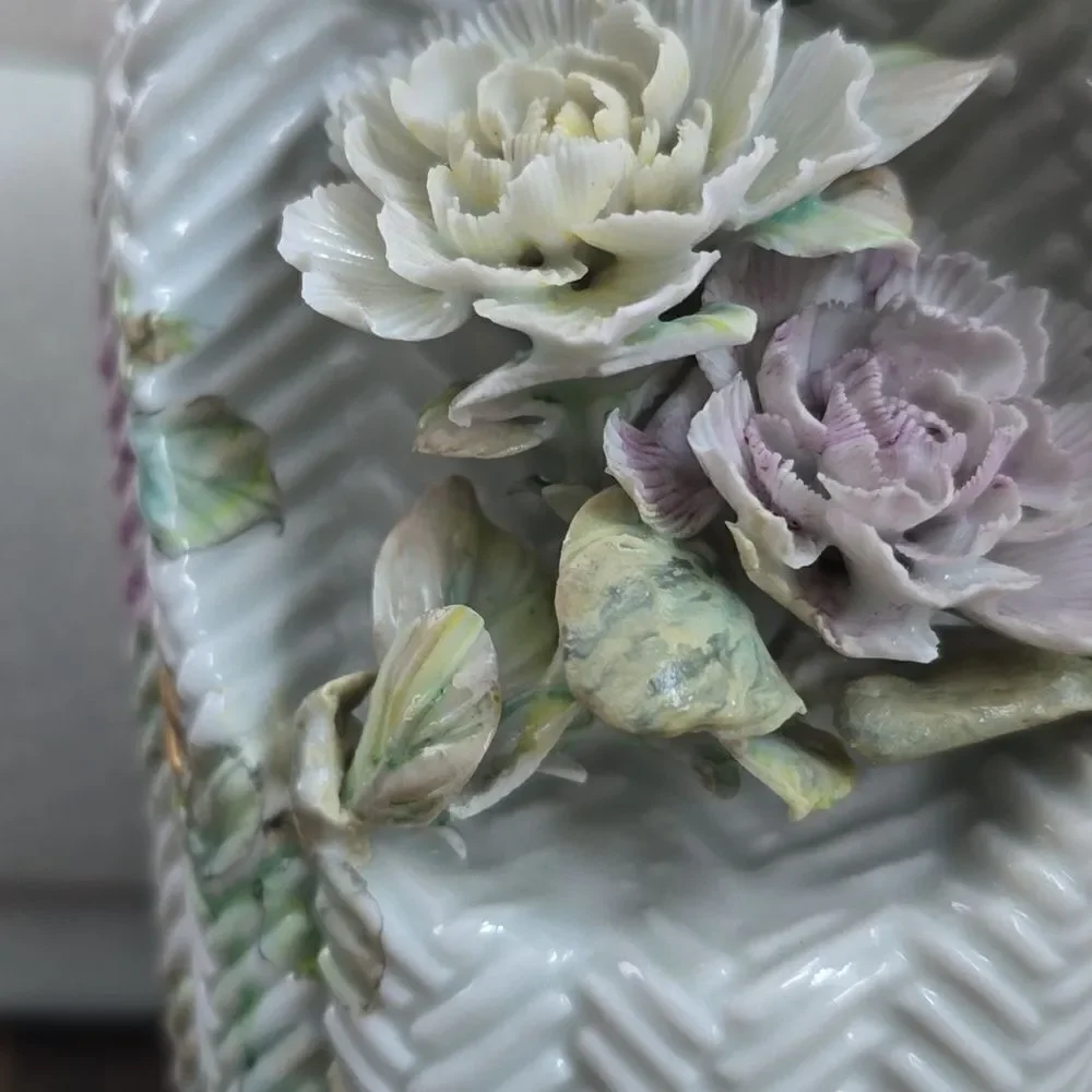 Japanese Porcelain Floral Wall Pocket